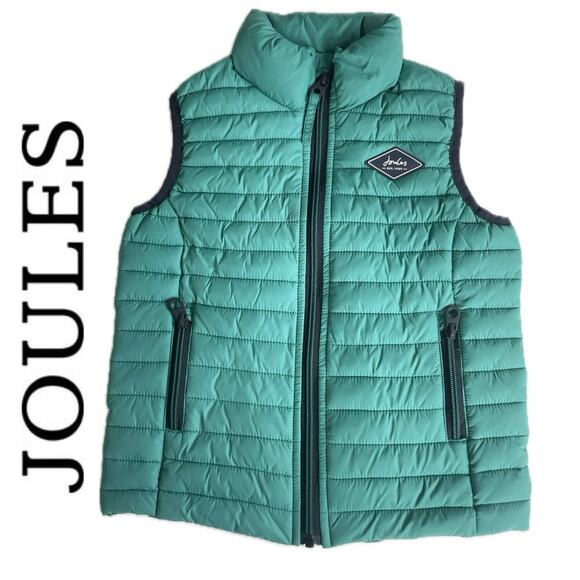 JOULES PUFFER CROFTON VEST KIDS SZ 5 TEAL GREEN POCKETS FULL ZIP MOCK NECK - Picture 1 of 13